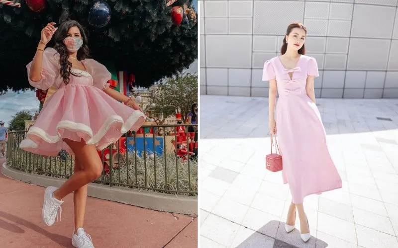 Đầm, váy hồng sành điệu - Phối giày thế nào?