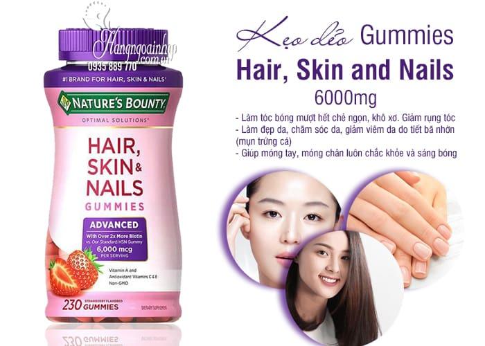 Thực phẩm chức năng Kẹo dẻo Hair, Skin and Nails Gummies 230 viên của Mỹ, mẫu mới