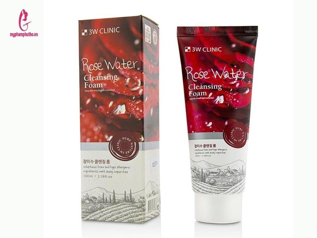 Sữa Rửa Hoa Hồng 3W Clinic Rose Water Cleansing Foam