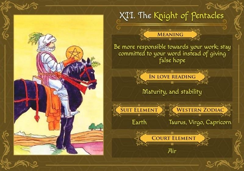 ý nghĩa lá bài Knight of Pentacles là gì