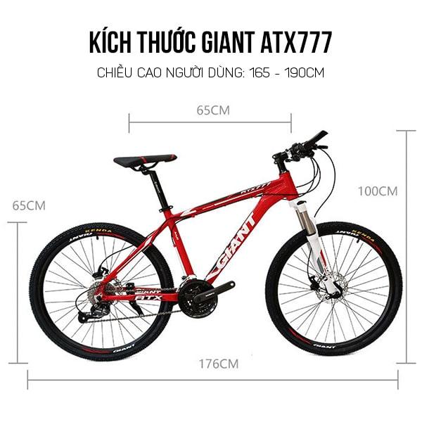 Kích thước xe đạp Giant ATX 777